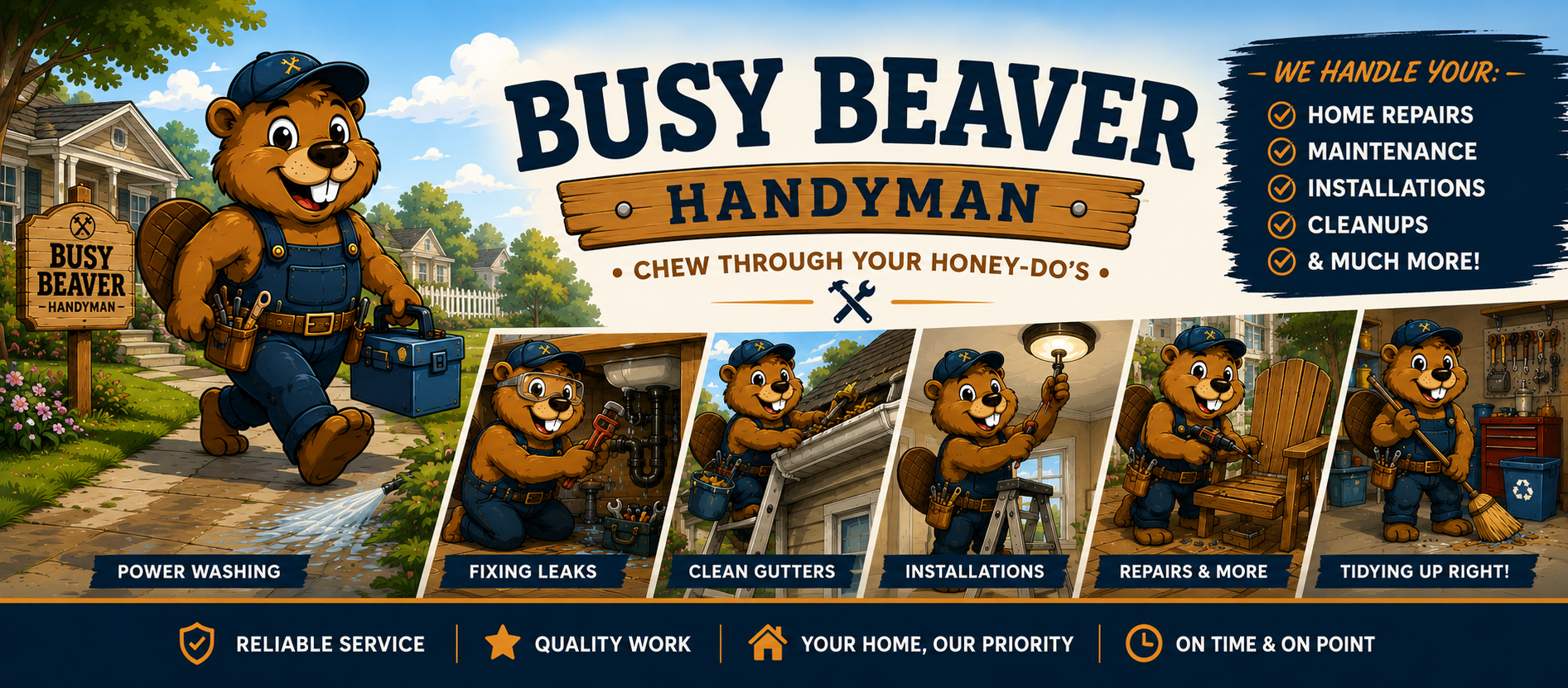 Busy Beaver handyman services brand artwork